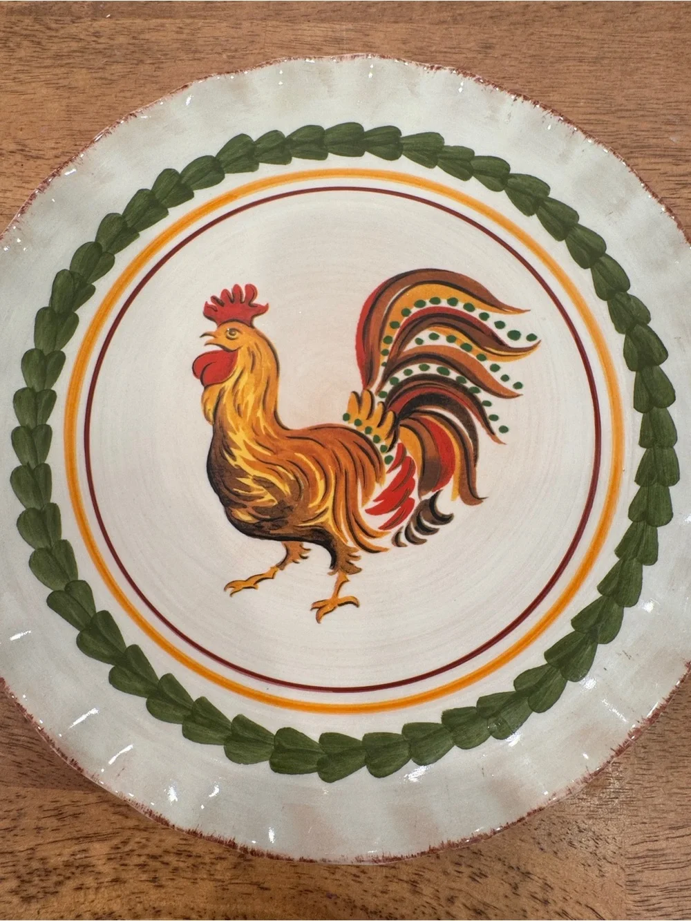 Williams Sonoma 9” Tuscan Rooster Plate Hand Painted Made in Italy 2010